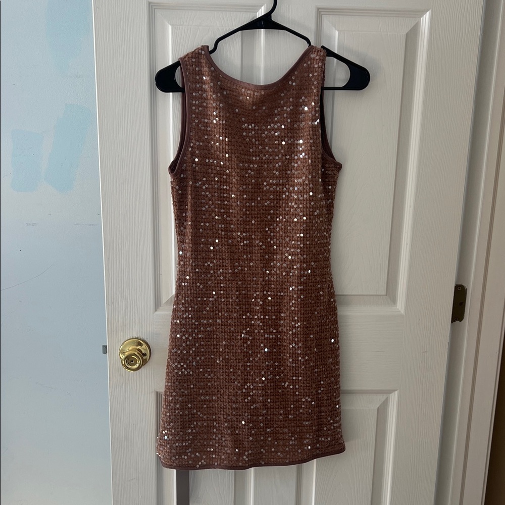 Missguided Sparkling Brown Mini Dress